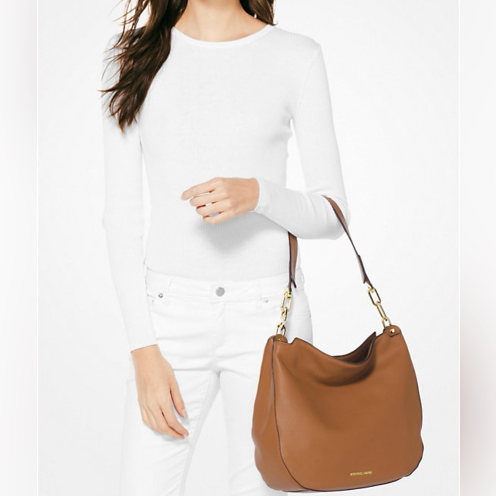 NWOT Fulton Leather Shoulder Bag BROWN PEBBLE LEATHER